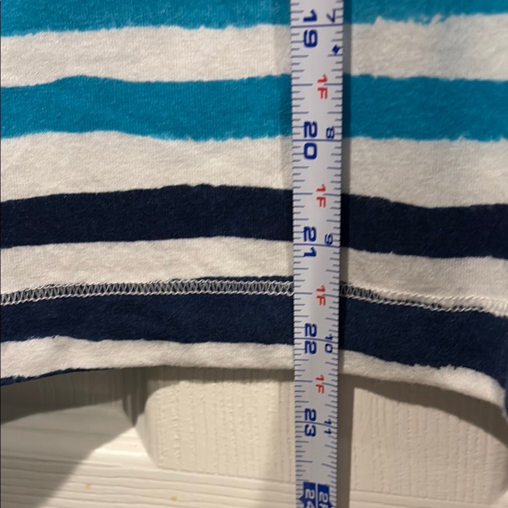 Talbots Pink Aqua Navy Striped Short Sleeve Scoop Tee - Picture 6 of 6